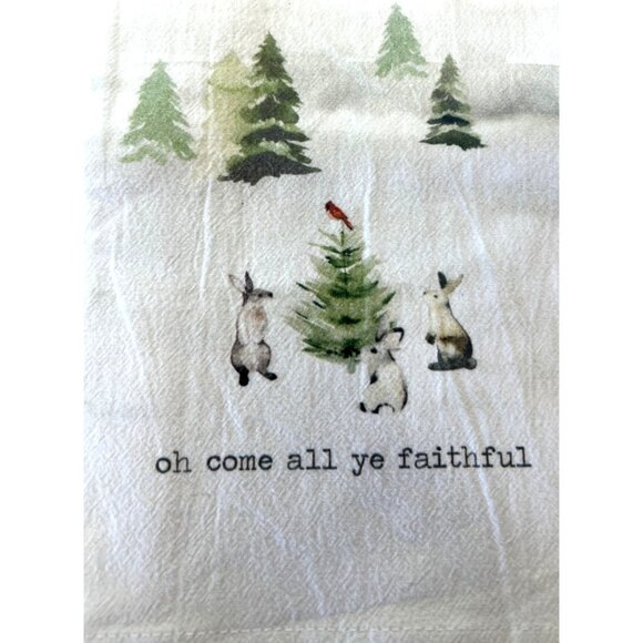 Oh Come All Ye Faithful Dish Towel With Christmas Design - Picture 2 of 4
